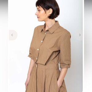 Elsa Esturgi Elegant Tan Midi Dress